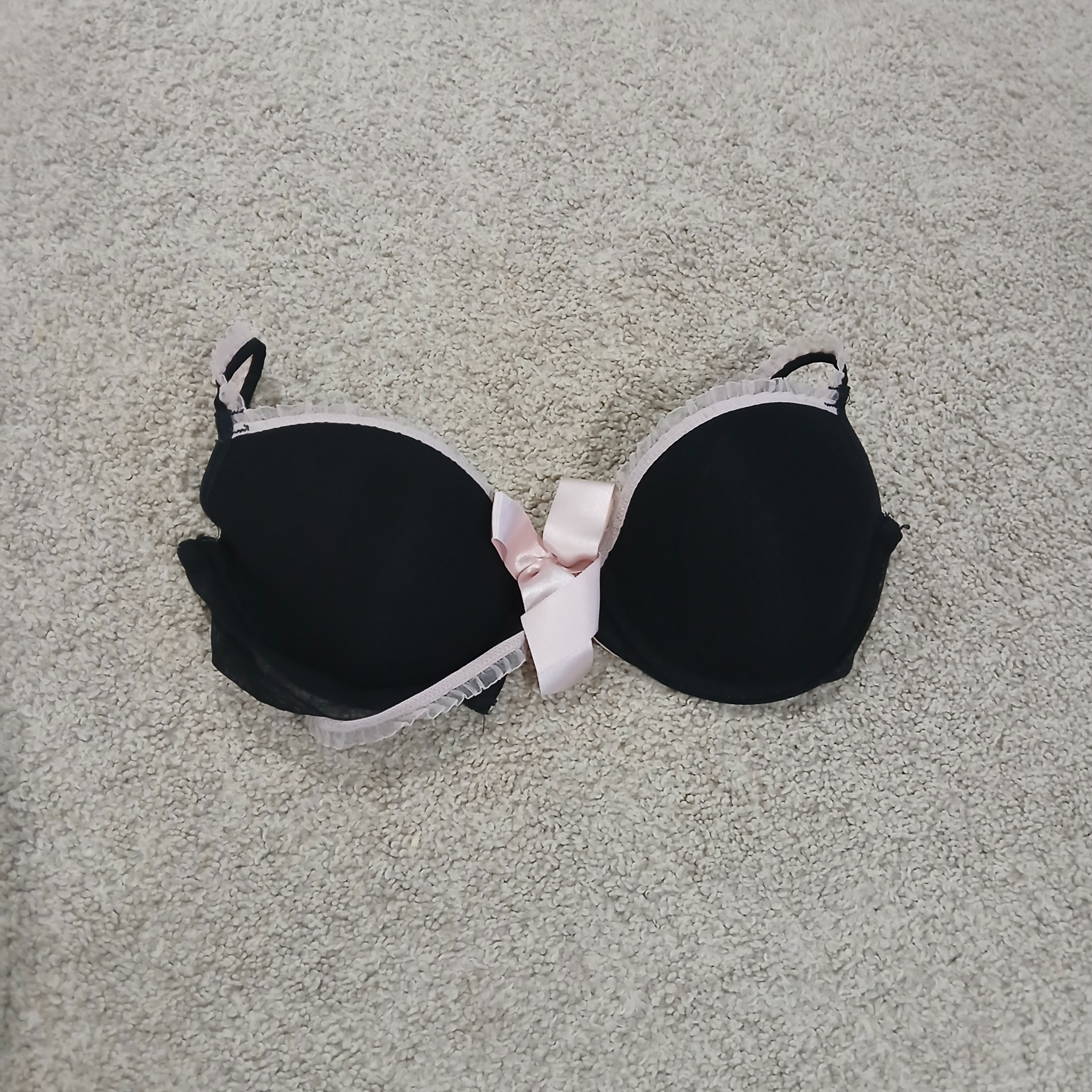 Mailed Bra And Skirted Thong Pantie Panty Black And Pink Set